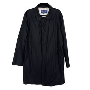 Facconnable Mens Medium M Black Single Button Trench Coat Jacket Lightweight